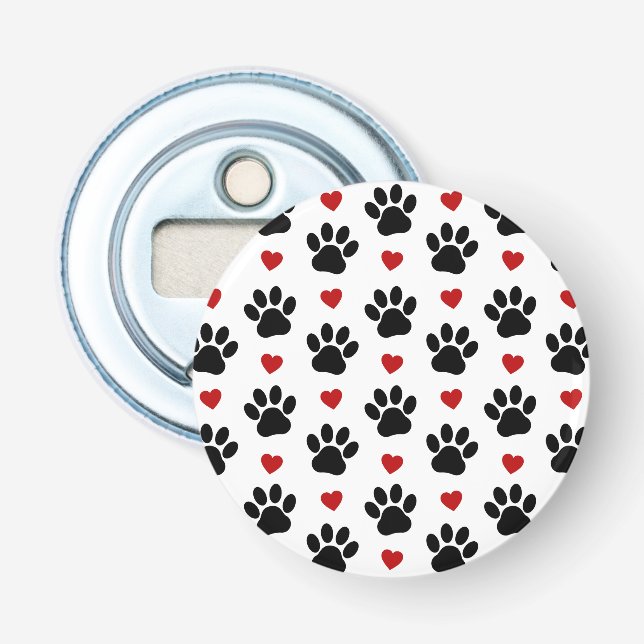 Muster von Paws, Hundepfägen, schwarzen Paws, rote Flaschenöffner (Vorderseite)