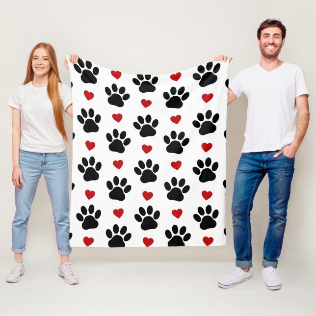 Muster von Paws, Hundepfägen, schwarzen Paws, rote Fleecedecke (Beispiel)