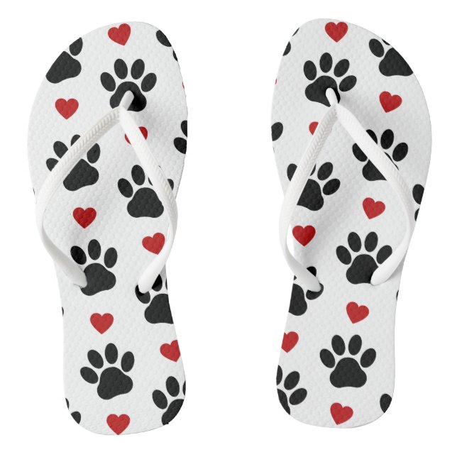 Muster von Paws, Hundepfägen, schwarzen Paws, rote Flip Flops (Fußbett)