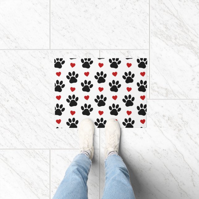 Muster von Paws, Hundepfägen, schwarzen Paws, rote Fußmatte (Indoor)