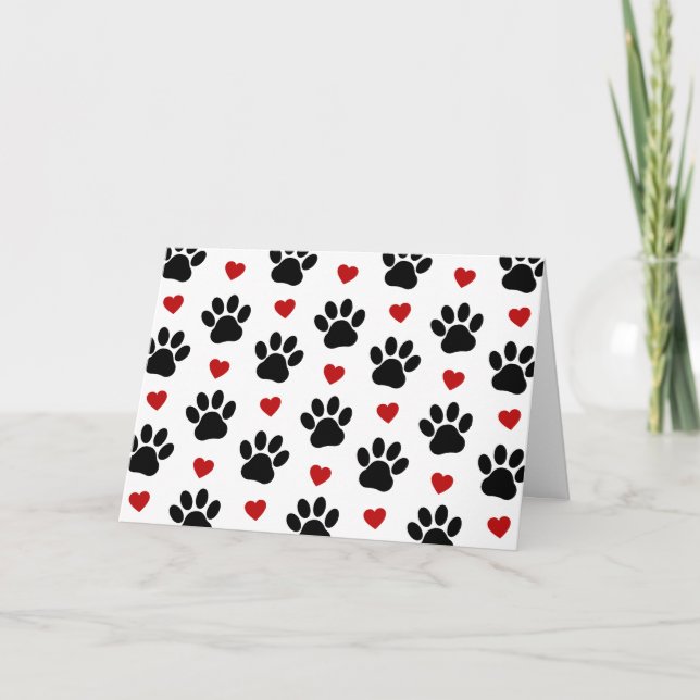 Muster von Paws, Hundepfägen, schwarzen Paws, rote Karte (Vorderseite)