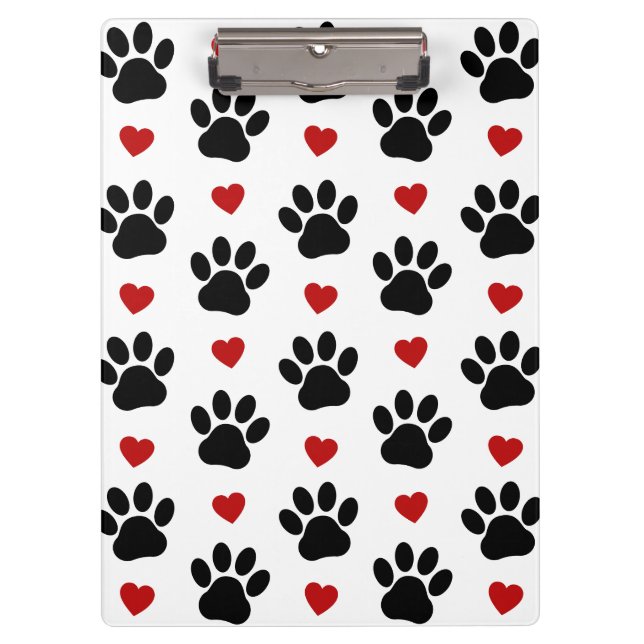 Muster von Paws, Hundepfägen, schwarzen Paws, rote Klemmbrett (Vorderseite)