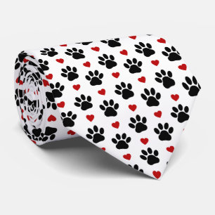 Muster von Paws, Hundepfägen, schwarzen Paws, rote Krawatte