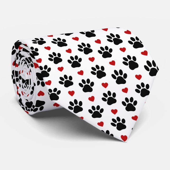 Muster von Paws, Hundepfägen, schwarzen Paws, rote Krawatte (Gerollt)