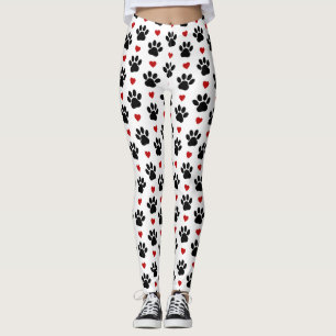 Muster von Paws, Hundepfägen, schwarzen Paws, rote Leggings