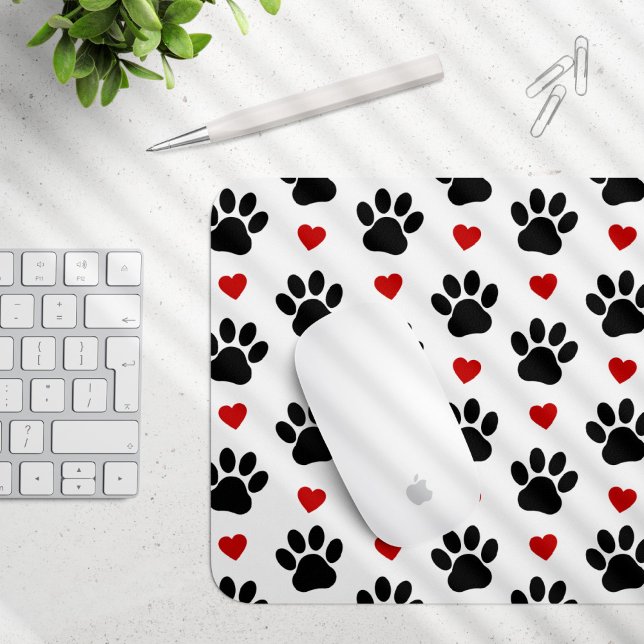 Muster von Paws, Hundepfägen, schwarzen Paws, rote Mousepad (Von Creator hochgeladen)