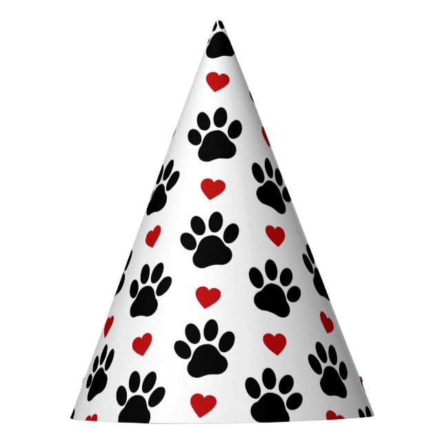 Muster von Paws, Hundepfägen, schwarzen Paws, rote Partyhütchen (Vorderseite)
