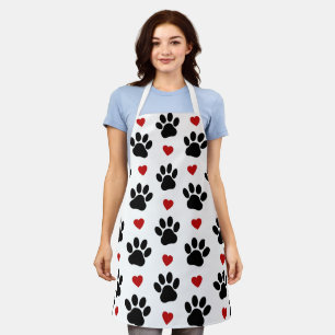 Muster von Paws, Hundepfägen, schwarzen Paws, rote Schürze