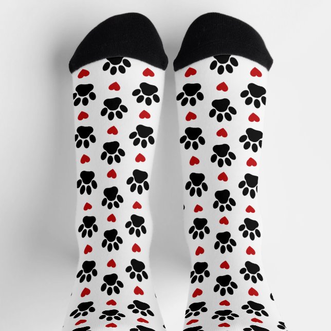 Muster von Paws, Hundepfägen, schwarzen Paws, rote Socken (Oben)