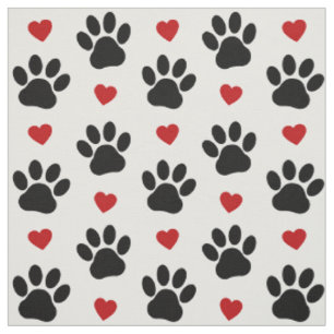 Muster von Paws, Hundepfägen, schwarzen Paws, rote Stoff