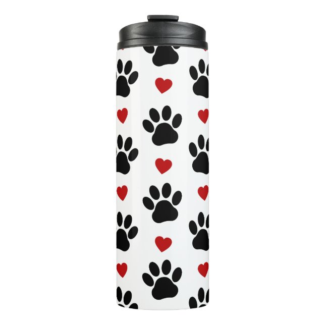 Muster von Paws, Hundepfägen, schwarzen Paws, rote Thermosbecher (Vorderseite)