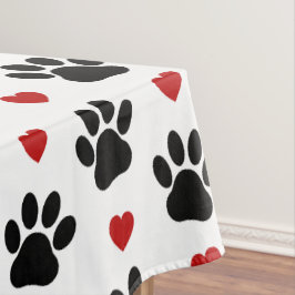 Muster von Paws, Hundepfägen, schwarzen Paws, rote Tischdecke