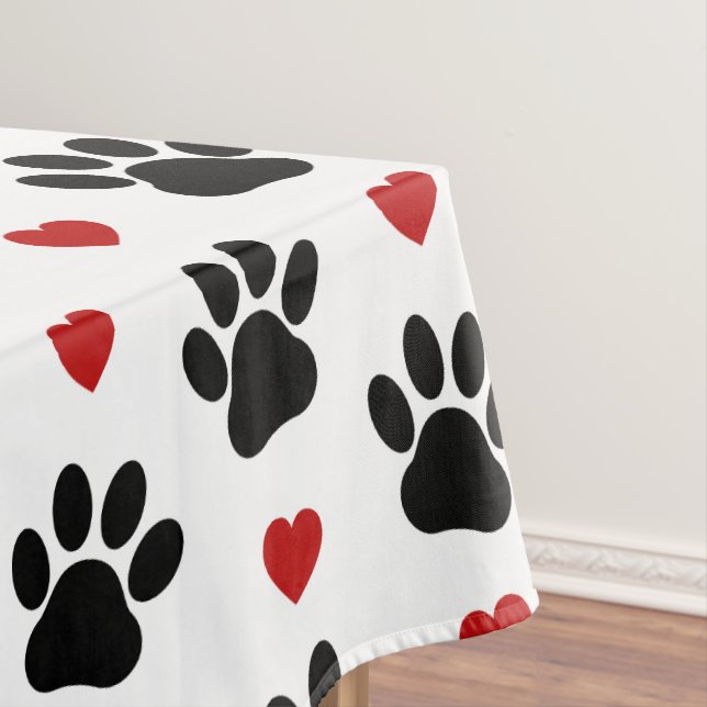 Muster von Paws, Hundepfägen, schwarzen Paws, rote Tischdecke (Beispiel)