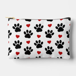 Muster von Paws, Hundepfägen, schwarzen Paws, rote Zubehörtasche