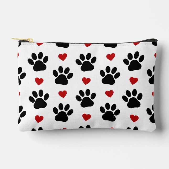 Muster von Paws, Hundepfägen, schwarzen Paws, rote Zubehörtasche (Vorderseite)