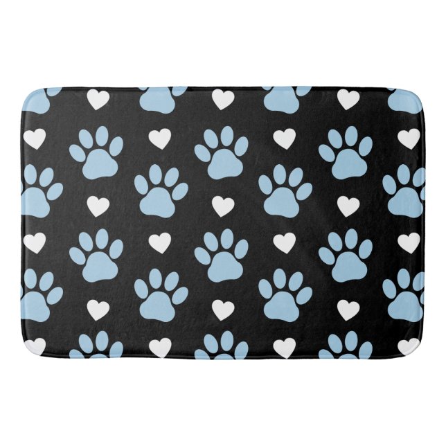 Muster von Paws, Hundeschäften, blauen Paws, weiße Badematte (Vorderseite)