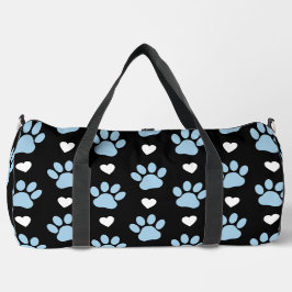 Muster von Paws, Hundeschäften, blauen Paws, weiße Duffle Bag
