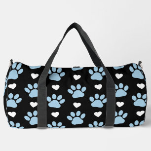 Muster von Paws, Hundeschäften, blauen Paws, weiße Duffle Bag