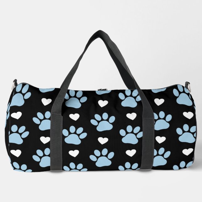 Muster von Paws, Hundeschäften, blauen Paws, weiße Duffle Bag (Vorderseite)