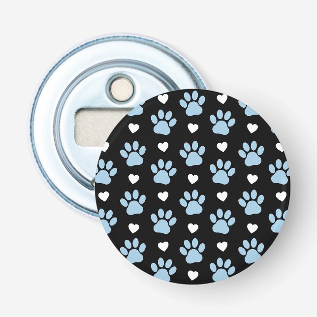Muster von Paws, Hundeschäften, blauen Paws, weiße Flaschenöffner (Vorderseite)