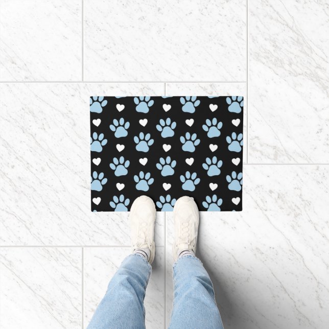 Muster von Paws, Hundeschäften, blauen Paws, weiße Fußmatte (Indoor)