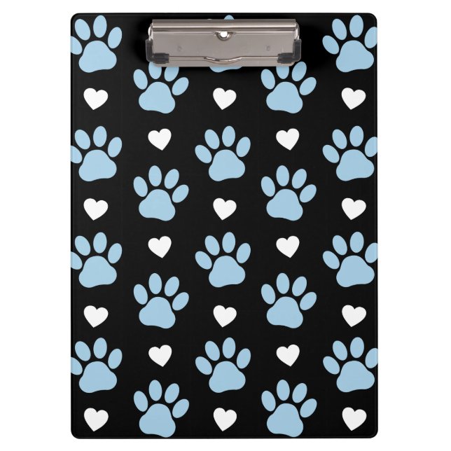 Muster von Paws, Hundeschäften, blauen Paws, weiße Klemmbrett (Vorderseite)