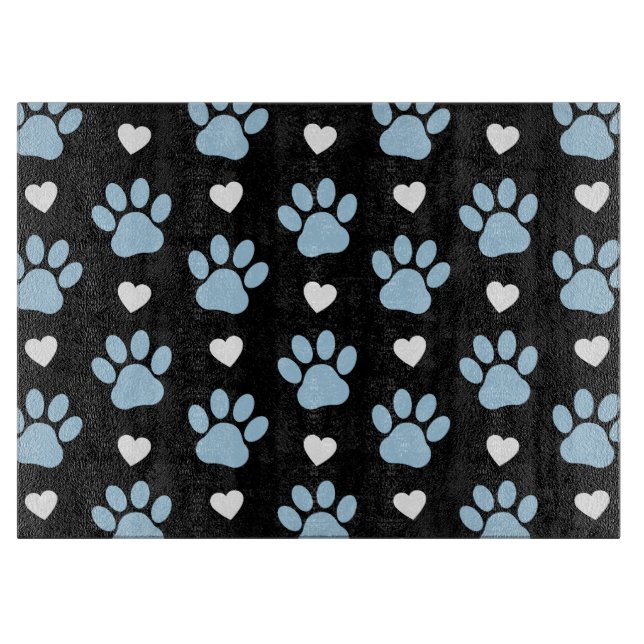 Muster von Paws, Hundeschäften, blauen Paws, weiße Schneidebrett (Vorderseite)