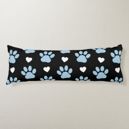 Muster von Paws, Hundeschäften, blauen Paws, weiße Seitenschläferkissen