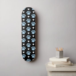 Muster von Paws, Hundeschäften, blauen Paws, weiße Skateboard