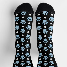Muster von Paws, Hundeschäften, blauen Paws, weiße Socken