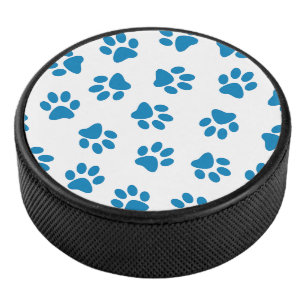 Muster von Paws, Hundeschäften, blauen Pfoten Eishockey Puck