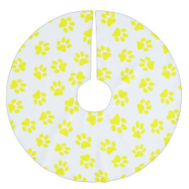 Muster von Paws, Hundeschäften, gelben Pfoten Polyester Weihnachtsbaumdecke
