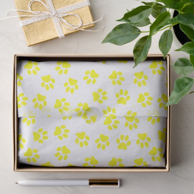 Muster von Paws, Hundeschäften, gelben Pfoten Seidenpapier (Geschenk)