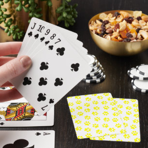Muster von Paws, Hundeschäften, gelben Pfoten Spielkarten
