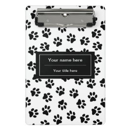 Muster von Paws, Hundeschäften, Katzenpaws, schwar Mini Klemmbrett