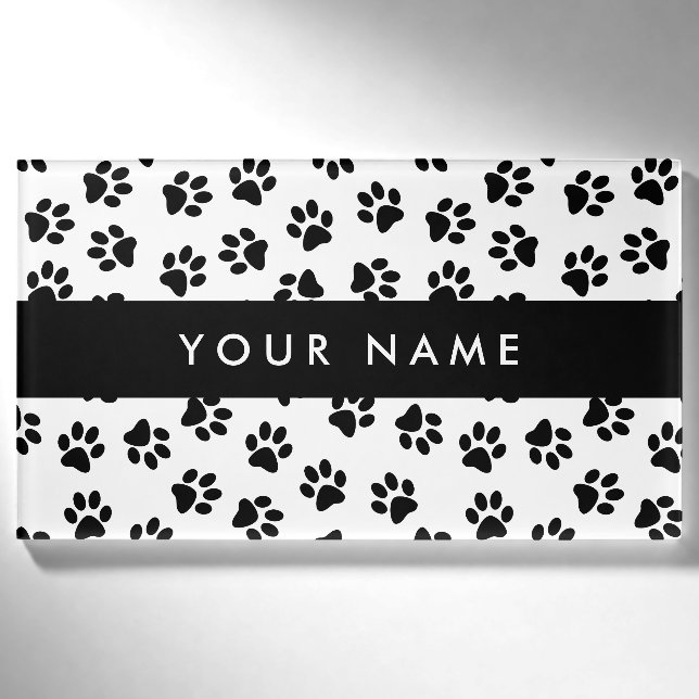 Muster von Paws, Hundeschäften, Katzenpaws, schwar Namenschild (Vorderseite)