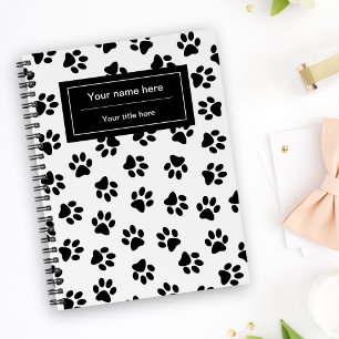 Muster von Paws, Hundeschäften, Katzenpaws, schwar Notizbuch