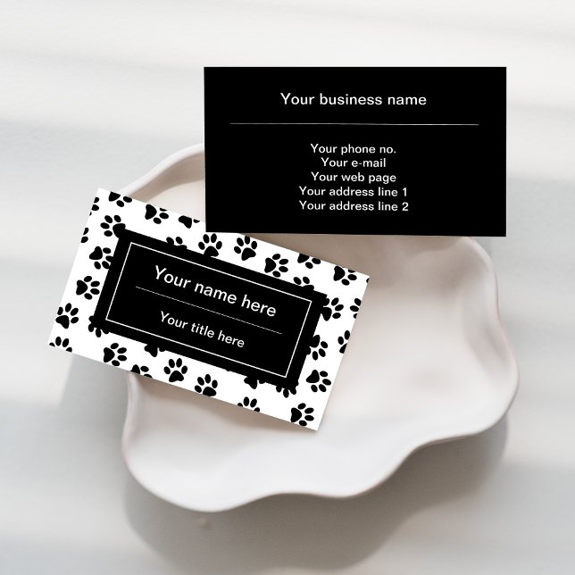 Muster von Paws, Hundeschäften, Katzenpaws, schwar Visitenkarte (Von Creator hochgeladen)
