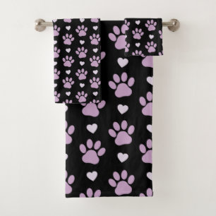 Muster von Paws, Hundeschäften, Lilac-Pfoten, Herz Badhandtuch Set
