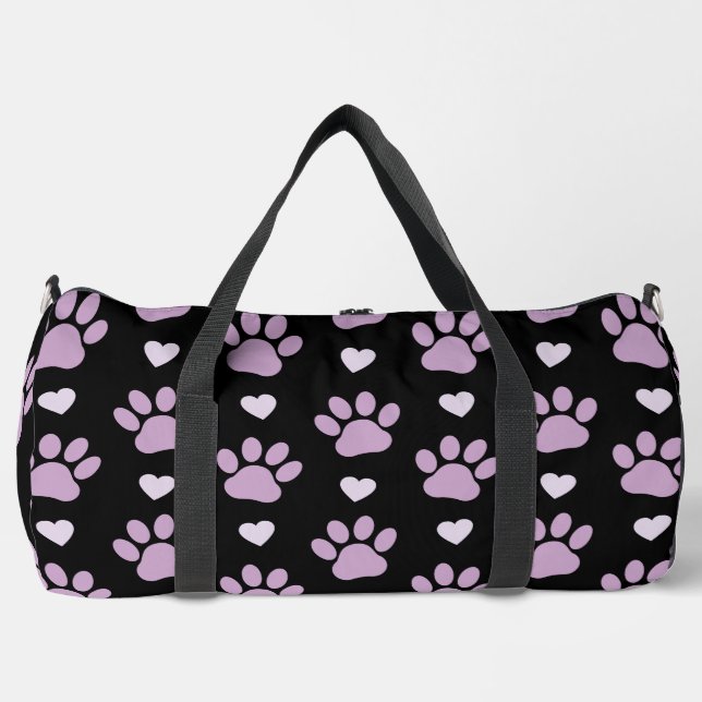 Muster von Paws, Hundeschäften, Lilac-Pfoten, Herz Duffle Bag (Vorderseite)