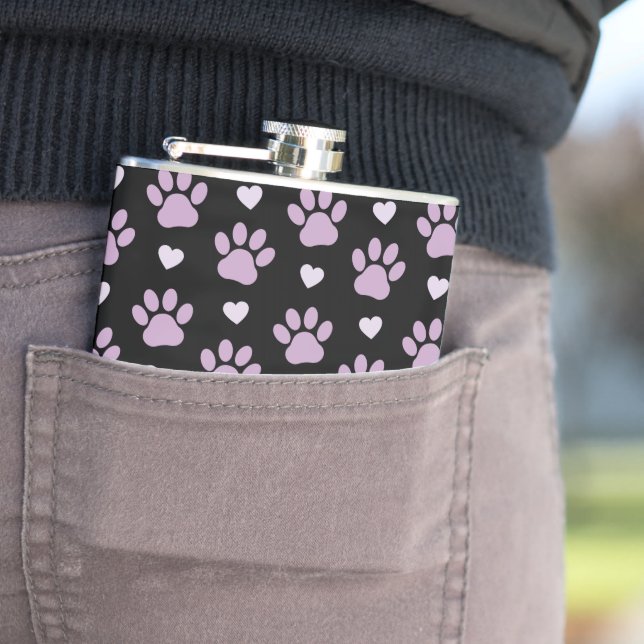 Muster von Paws, Hundeschäften, Lilac-Pfoten, Herz Flachmann (Beispiel)