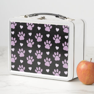 Muster von Paws, Hundeschäften, Lilac-Pfoten, Herz Metall Brotdose