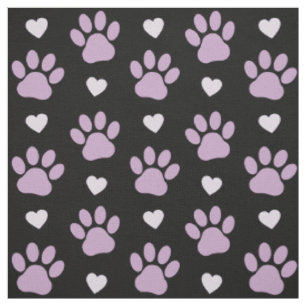 Muster von Paws, Hundeschäften, Lilac-Pfoten, Herz Stoff