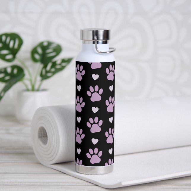 Muster von Paws, Hundeschäften, Lilac-Pfoten, Herz Trinkflasche (Yoga)