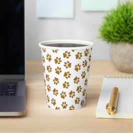 Muster von Paws, Hundeschäften, orangefarbene Gold Pappbecher
