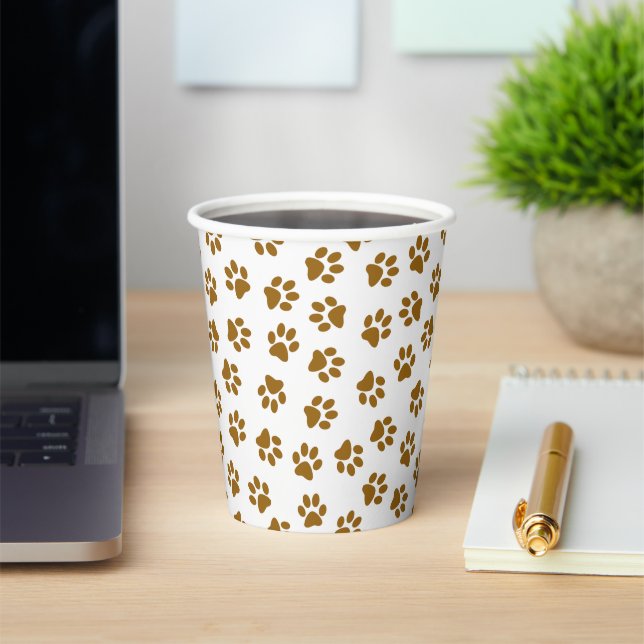 Muster von Paws, Hundeschäften, orangefarbene Gold Pappbecher (InSitu)