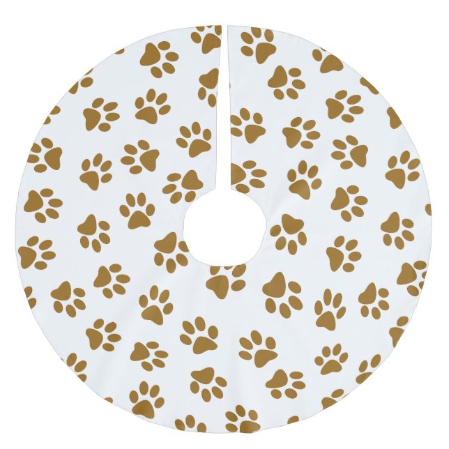 Muster von Paws, Hundeschäften, orangefarbene Gold Polyester Weihnachtsbaumdecke (Vorderseite)