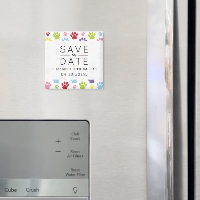 Muster von Paws, Hundeschäften, Save the Date Magnet (In Situ (Kühlschrank))