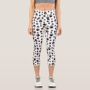 Muster von Paws, Hundeschäften, Schwarz und Weiß Capri Leggings
