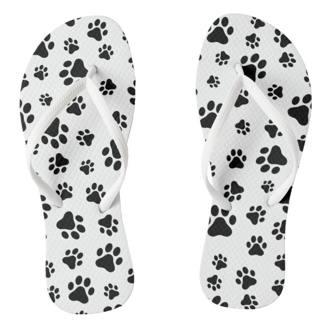 Muster von Paws, Hundeschäften, Schwarz und Weiß Flip Flops (Fußbett)